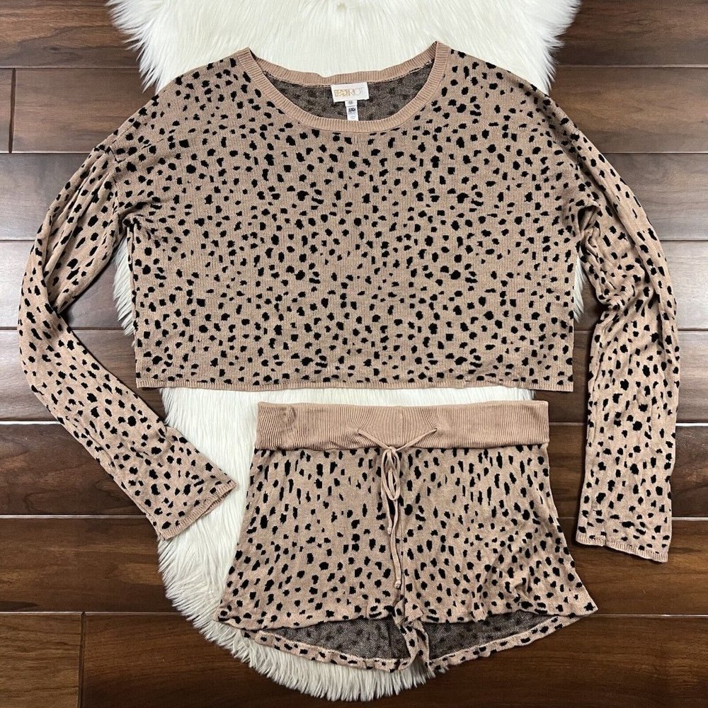 Beach Riot Size M / L Taupe Leopard Newport Sweater & Shorts Lounge Set